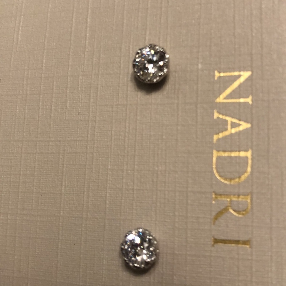 NADRI Cubic Zirconia Stud Earrings -NWT Never removed from Earring Card
